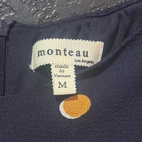 MONTEAU Navy Polka Dot Jumpsuit Size Medium - Picture 3 of 7